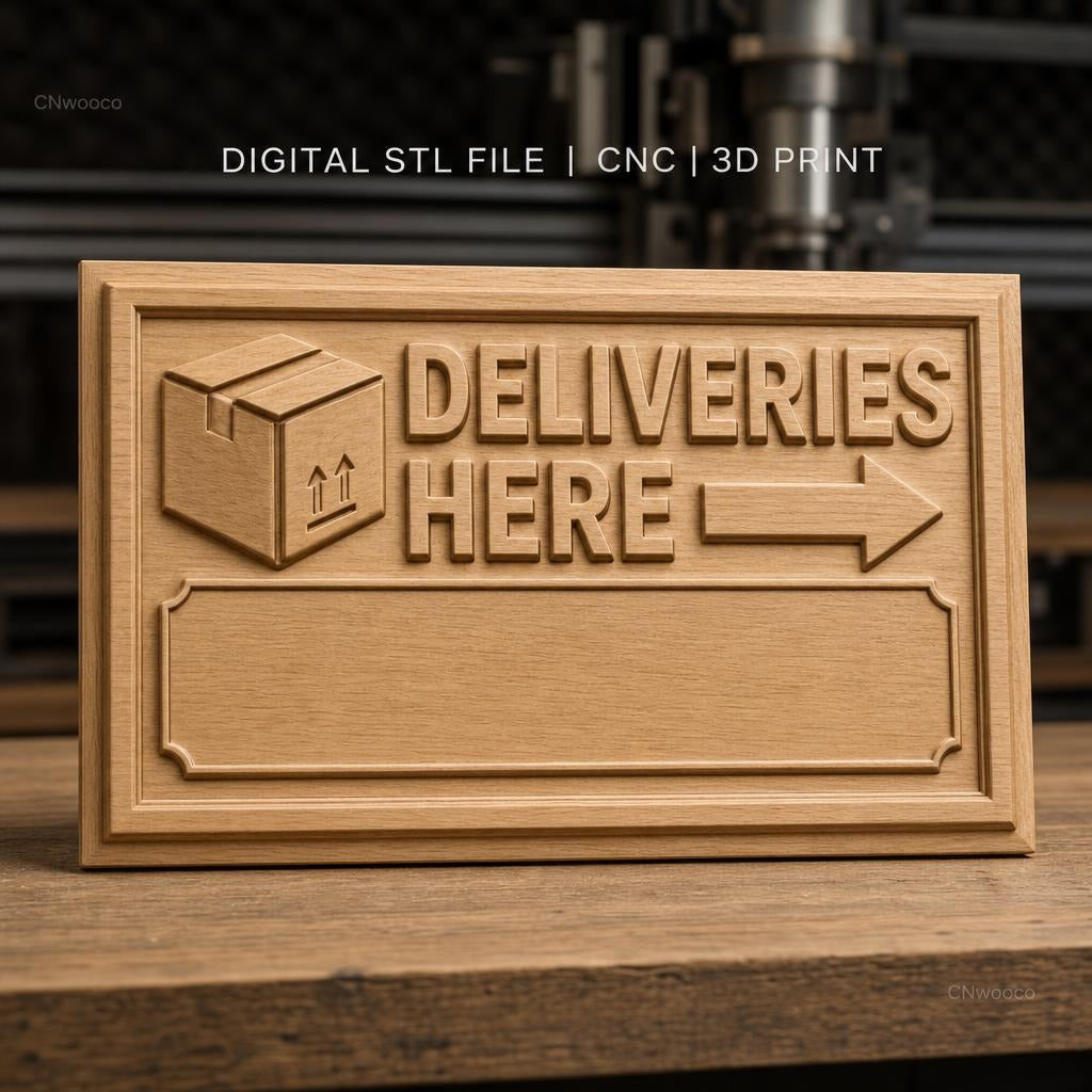 Fichier CNC & impression 3D panneau livraisons boîte flèche, haute qualité relief STL