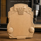Fichier CNC & impression 3D enseigne basketball, panneau décoratif avec ballon et panier, STL très haute qualité