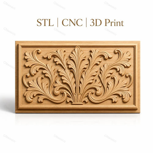 Fichier CNC & impression 3D feuillage ornemental, élégante décoration baroque haute qualité relief STL