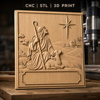 Fichier CNC & impression 3D berger avec agneau et étoile de Bethléem, paysage biblique, haute qualité relief STL