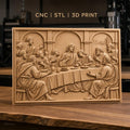 Fichier CNC & impression 3D La Cène, Jésus et apôtres à table, haute qualité relief STL