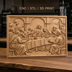 Fichier CNC & impression 3D La Cène, Jésus et apôtres à table, haute qualité relief STL