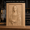 Fichier CNC & impression 3D portrait Mona Lisa, relief visage et paysage détaillé, haute qualité relief STL