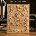 Fichier CNC & impression 3D cœur romantique, rose, clé et cadenas, haute qualité relief STL