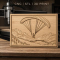 Fichier CNC & impression 3D Parapente en montagne, paysage avec rivière et forêt, haute qualité relief STL