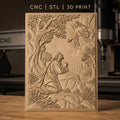 Fichier CNC & impression 3D Jésus priant avec ange, arbre et paysage, haute qualité relief STL