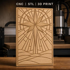 Fichier CNC & impression 3D étoile de la boussole, relief géométrique abstrait sur paysage texteuré, haute qualité relief STL