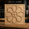 Fichier CNC & impression 3D rosace fleur avec croix, décoration sculptée haute qualité relief STL