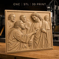 Fichier CNC & impression 3D scène biblique Jésus et Thomas, disciples, haute qualité relief STL