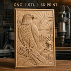 Fichier CNC & impression 3D aigle américain, drapeau, casque militaire, bottes, nature et montagne, haute qualité relief STL