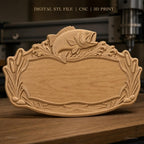 Fichier CNC & impression 3D enseigne pêche avec poisson et roseaux, STL très haute qualité
