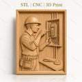 Fichier CNC & impression 3D électricien travaillant sur panneau électrique, outils de travail, haute qualité relief STL