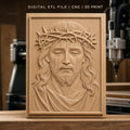 Fichier CNC & impression 3D Jésus Christ, couronne d'épines et gouttes de sang, haute qualité relief STL