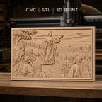 Fichier CNC & impression 3D Jésus prêchant aux disciples, scène religieuse, haute qualité relief STL