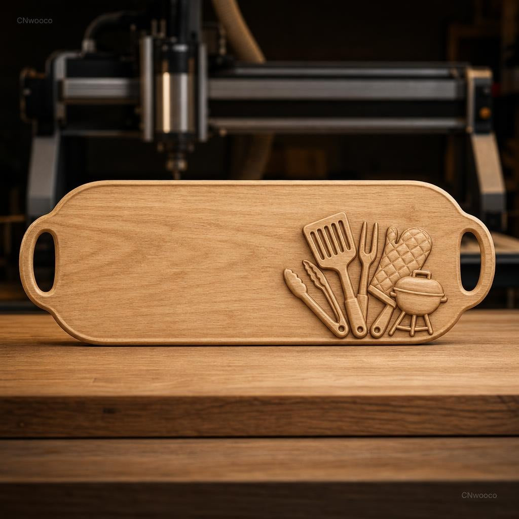 Fichier CNC barbecue outils cuisine, bas-relief pour sculpture sur bois, STL