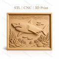 Fichier CNC & impression 3D requin, poissons et récif corallien, haute qualité relief STL