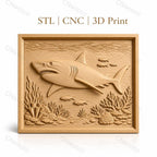 Fichier CNC & impression 3D requin, poissons et récif corallien, haute qualité relief STL