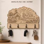 Fichier CNC porte-clés mural enseigne décorative foi famille, décor église et nature, STL très haute qualité