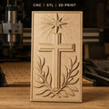 Fichier CNC & impression 3D Croix chrétienne, étoile et branches d'olivier, haute qualité relief STL