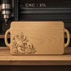 Fichier CNC plateau homard, coquillages et citron, bas-relief pour sculpture sur bois, STL