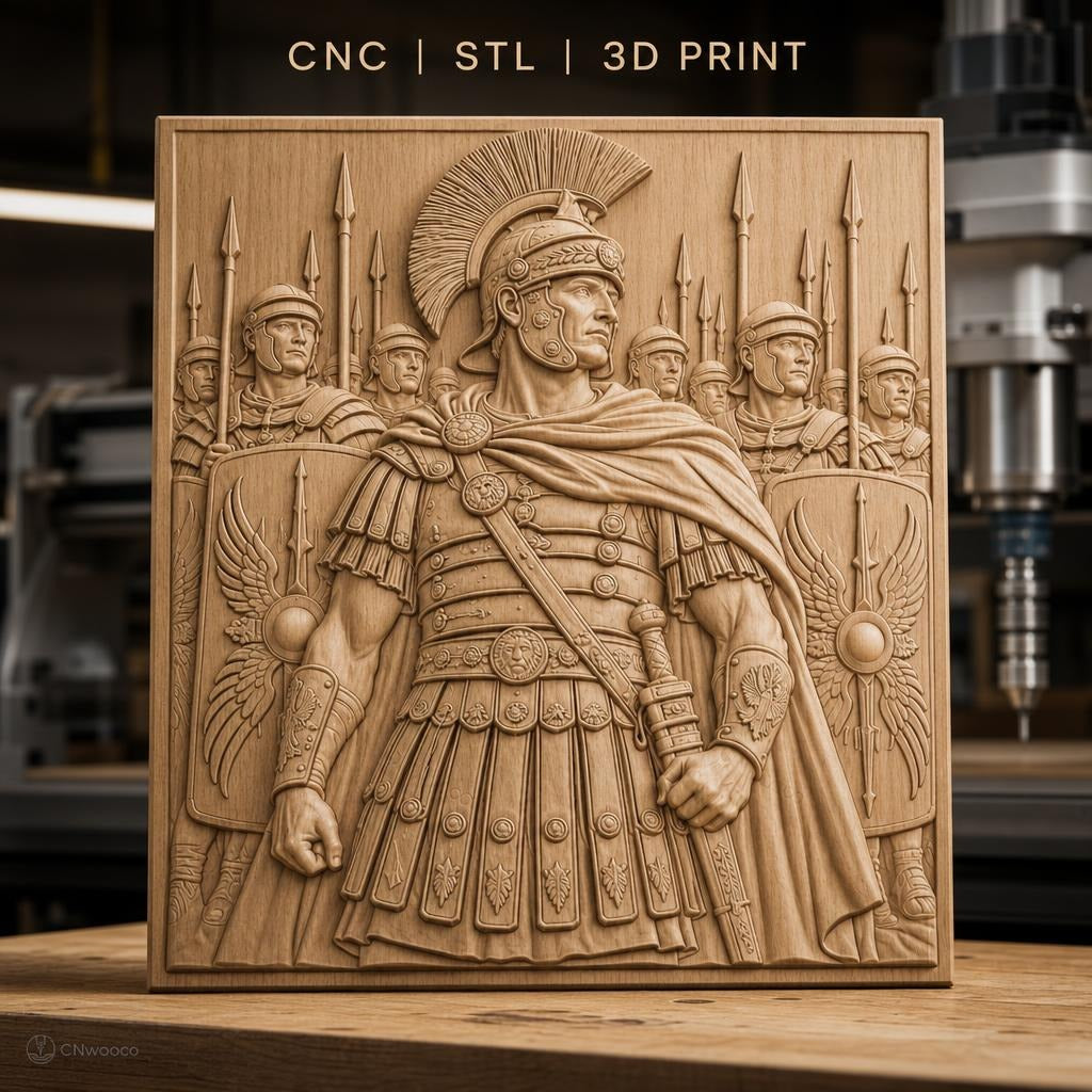 Fichier CNC & impression 3D soldat romain avec légionnaires et boucliers, haute qualité relief STL