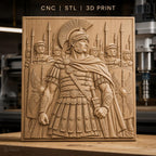 Fichier CNC & impression 3D soldat romain avec légionnaires et boucliers, haute qualité relief STL