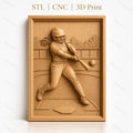 Fichier CNC & impression 3D Softball joueur battant balle, terrain et casque, haute qualité relief STL