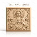 Fichier CNC & impression 3D Jésus Christ, cœur sacré, lys et ornements, haute qualité relief STL