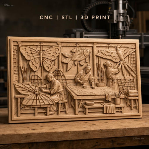 Fichier CNC & impression 3D atelier artisan papillon poisson oiseau, fabrication traditionnelle, haute qualité relief STL