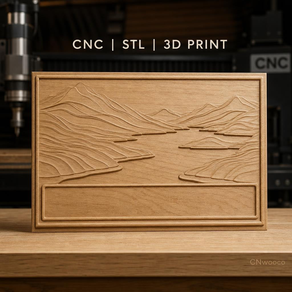 Fichier CNC & impression 3D paysage rivière vallonnée, montagne relief paysage haute qualité relief STL