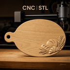 Fichier CNC pain et blé, planche à découper décoration, bas-relief pour sculpture sur bois, STL
