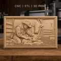 Fichier CNC & impression 3D vétérinaire et vaches, fermier médecin avec veau dans grange, haute qualité relief STL