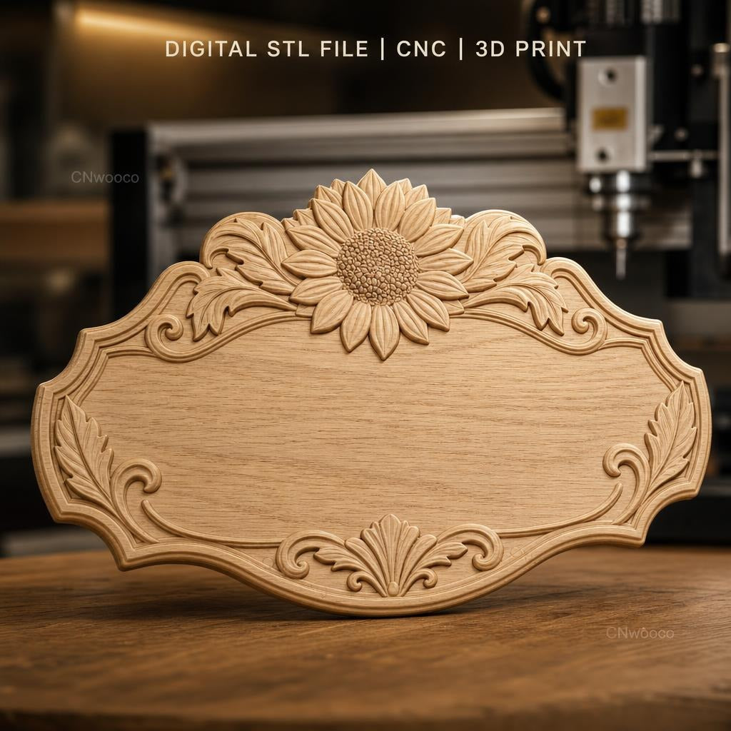 Fichier CNC & impression 3D enseigne décorative fleur tournesol, STL très haute qualité