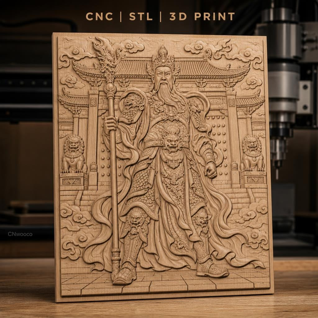 Fichier CNC & impression 3D guerrier chinois, temple, dragons, haute qualité relief STL