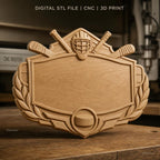 Fichier CNC & impression 3D plaque sportive hockey, casque et crosses, STL très haute qualité