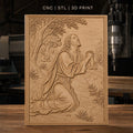 Fichier CNC & impression 3D Jésus en prière au jardin, arbres, disciples endormis, haute qualité relief STL