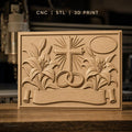 Fichier CNC & impression 3D thème mariage, croix, anneaux, lys, bannière, haute qualité relief STL
