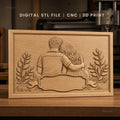 Fichier CNC & impression 3D couple assis, décor floral relief romantique, haute qualité relief STL
