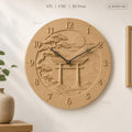 Fichier CNC & impression 3D horloge murale paysage japonais avec torii et Mont Fuji STL