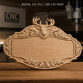 Fichier CNC & impression 3D enseigne décorative tête de cerf et glands, STL très haute qualité