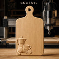 Fichier CNC motif petit déjeuner, café, croissant, tasse, bas-relief pour sculpture sur bois, STL