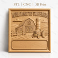 Fichier CNC & impression 3D ferme, grange, tracteur, silo, paysage agricole, haute qualité relief STL