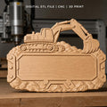 Fichier CNC & impression 3D enseigne plaque bulldozer construction STL très haute qualité