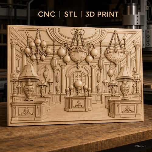 Fichier CNC & impression 3D décor intérieur classique, lampes et lustres, haute qualité relief STL