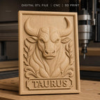 Fichier CNC & impression 3D Taureau, tête de taureau et décor floral, haute qualité relief STL