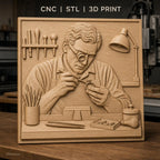 Fichier CNC & impression 3D bijoutier à l'œuvre, outils de précision, haute qualité relief STL