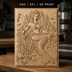 Fichier CNC & impression 3D sirène royale, corail, coquillages, poisson, hippocampe haute qualité relief STL