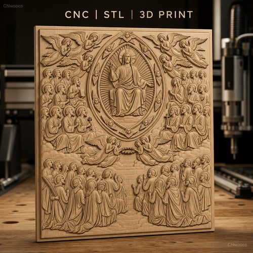 Fichier CNC & impression 3D christ en gloire, anges et apôtres, haute qualité relief STL