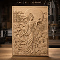 Fichier CNC & impression 3D déesse chinoise, lune et lapin, temples et nuages, haute qualité relief STL