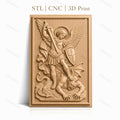 Fichier CNC & impression 3D Archange Michel combattant le démon, épée et bouclier, haute qualité relief STL